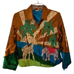 Bleu Bayou Silk Emboridered & Beaded Safari Themed Jacket